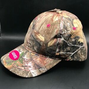 Realtree EDGE Camo Hat Womens Adjustable Strapback Cap Pink Stitching Blank